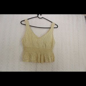 Yellow Womens Top Floral Hollister V Neck Crop Tank Top Small